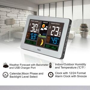 TOMTOP JMS Wireless Weather Station Indoor Outdoor 3-in-1 Weather Thermometer Hygrometer Barometer USB Powered