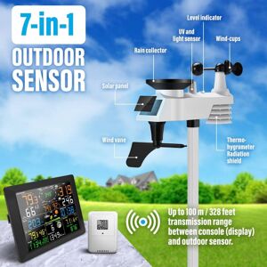 Bobo Life Professional Internet WiFi Weather Station with Outdoor Sensor Remote Monitoring System, 10.2 Inch Color Display with Rain Gauge, Temperature and UV