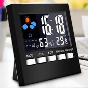 Lachepper LCD Digital Electronic Temperature Humidity Meter Clock Weather Station Indoor