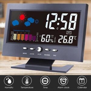 Peace And Serenity LCD Color Screen Digital Backlight Snooze Alarm Clock Weather Forecast Station