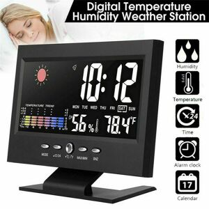 CHN Best Deals New 5-in-1 Led Digital Alarm Clock Calendar Weather Display Thermometer Humidity Monitor With Snooze Functions