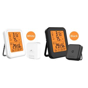 TOMTOP JMS Indoor & Outdoor Hygrometer Thermometer with Orange Backlight LCD Display Max/Min Value Desk