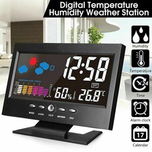 HOMEONE LCD Color Screen Indoor Perpetual Calendar Weather Station Thermometer With Humidity/Weather/Snooze Alarm Clock