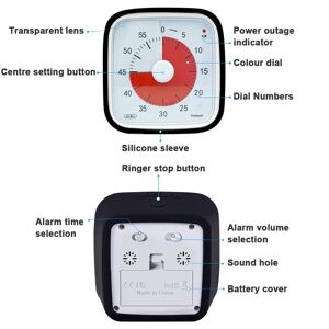 TOMTOP JMS Humanized Time Manager Students Learning Time Management Device Manual Visual Timer Alarm Clock