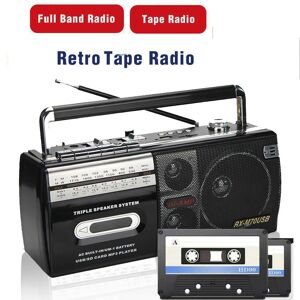 KaWaLL Fashion 28W Power Retro Tape Recorder Cassette Player Loud Voice Speaker AM FM SW 4 Bands Radio USB SD Mp3 Player