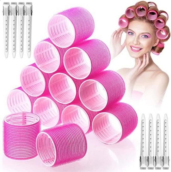 Dear Makeup 1 Set Self Grip Hair Roller Manual DIY Duckbill Clips Kit with No Damage Hairdressing Tool Heat-less