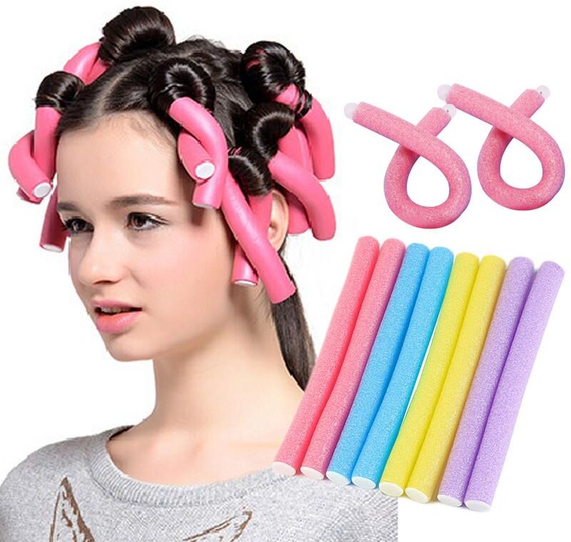 Voyage-Such beauty 10pcs Heatless Hair Curler Colorful Curls Curling Rod Roller Sticks Perm Rods Wave Formers No Heat Hair Roller Hair Styling Tool