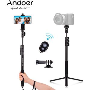 Andoer 54-inch Extendable Selfie Stick Tripod Stand Aluminum Alloy with Detachable Desktop Tripod