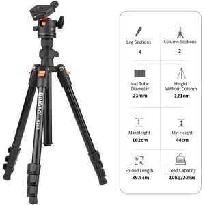 TOMTOP JMS TRIOPO K268 Portable Photography Tripod Stand Aluminum Alloy 360 degrees Panorama Ball Head 162cm/63.8in