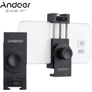 Andoer All Metal Phone Holder Tripod Mount Adapter with Cold Shoe Mounting Microphone LED Video