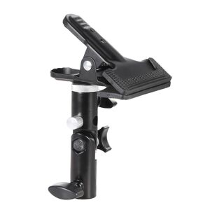 TOMTOP JMS Metal Clamp Clip Holder with 5/8" Light Stand Attachment 1/4" to 3/8" Screw Mount Swivel Adapter