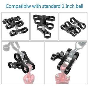 Andoer 1 Inch Ball Clamp Aluminum Alloy for Underwater Light Arm Tray Scuba Diving Photography Camera