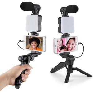 JTKE Phone Holder Photography Lighting Smartphone Video Kit Microphone LED Selfie Tripod Recording Handle Portable Stabilizer Bracket