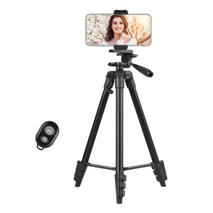 TOMTOP JMS Portable Tripod Stand Aluminum Alloy 135cm/53in Max. Height 3kg Load Capacity with Phone Clamp Remote Shutter