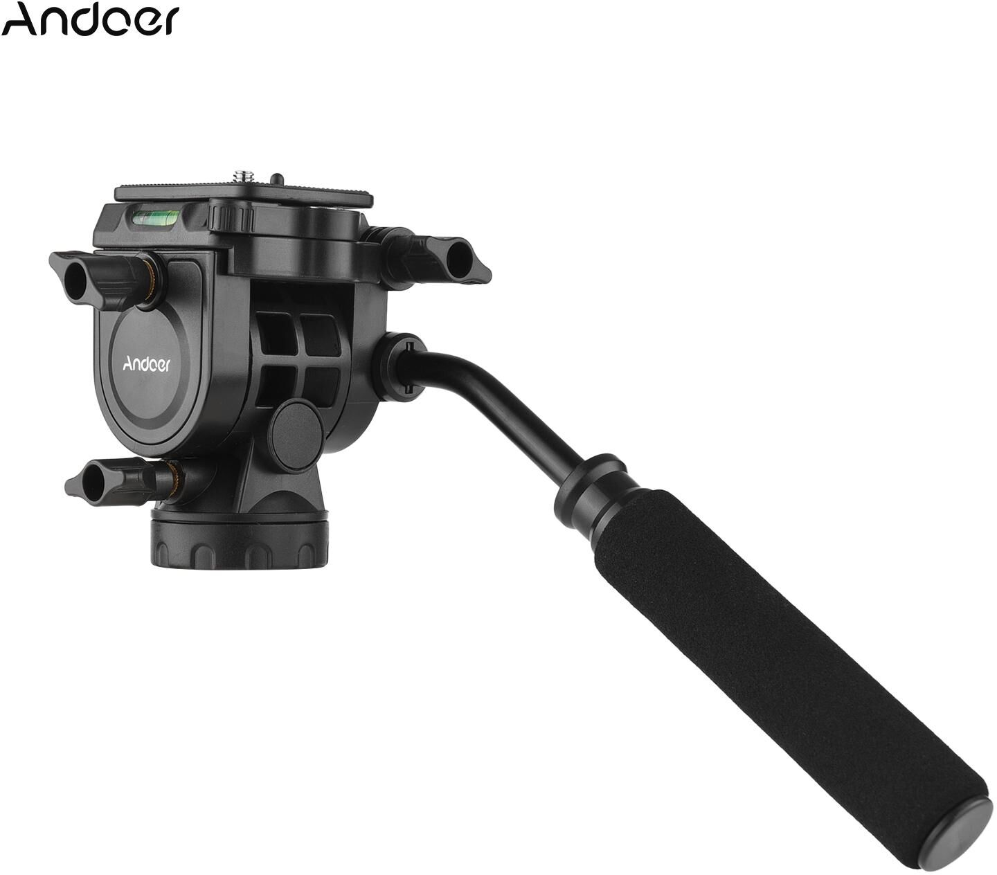 Andoer Fluid Hydraulic Ball Head Panoramic Photography Max. Load 5KG with Handle for 1/4 inch Screw