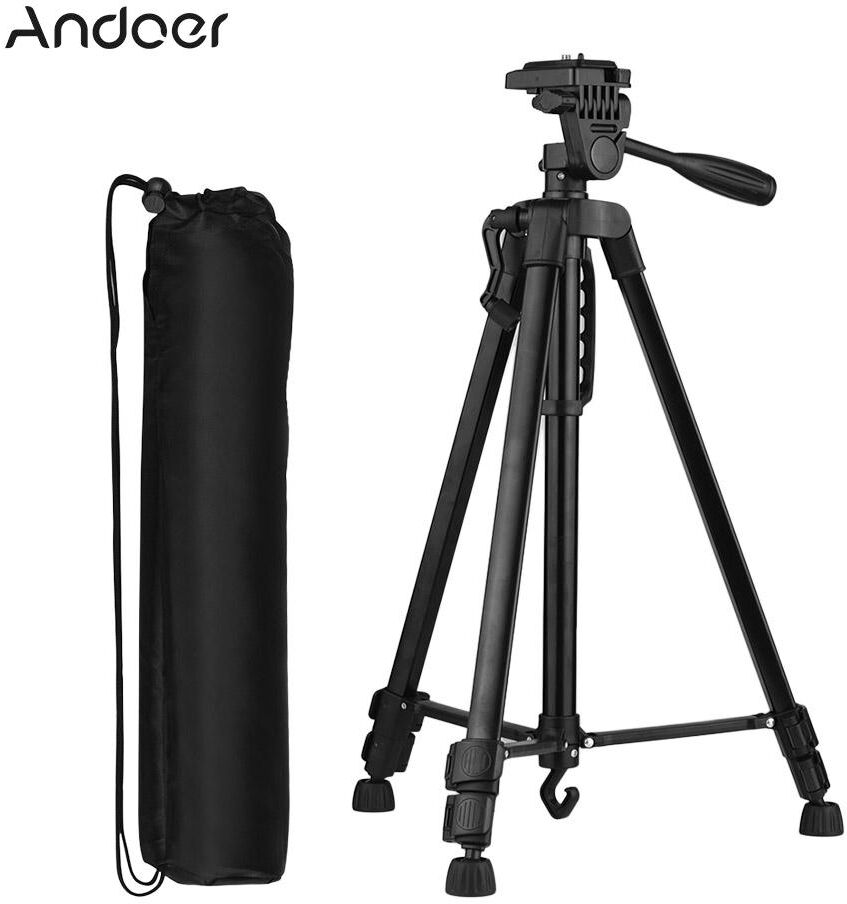 Andoer 135cm/53in Photography Tripod Stand Lightweight  Aluminum Alloy for Smartphone Camera