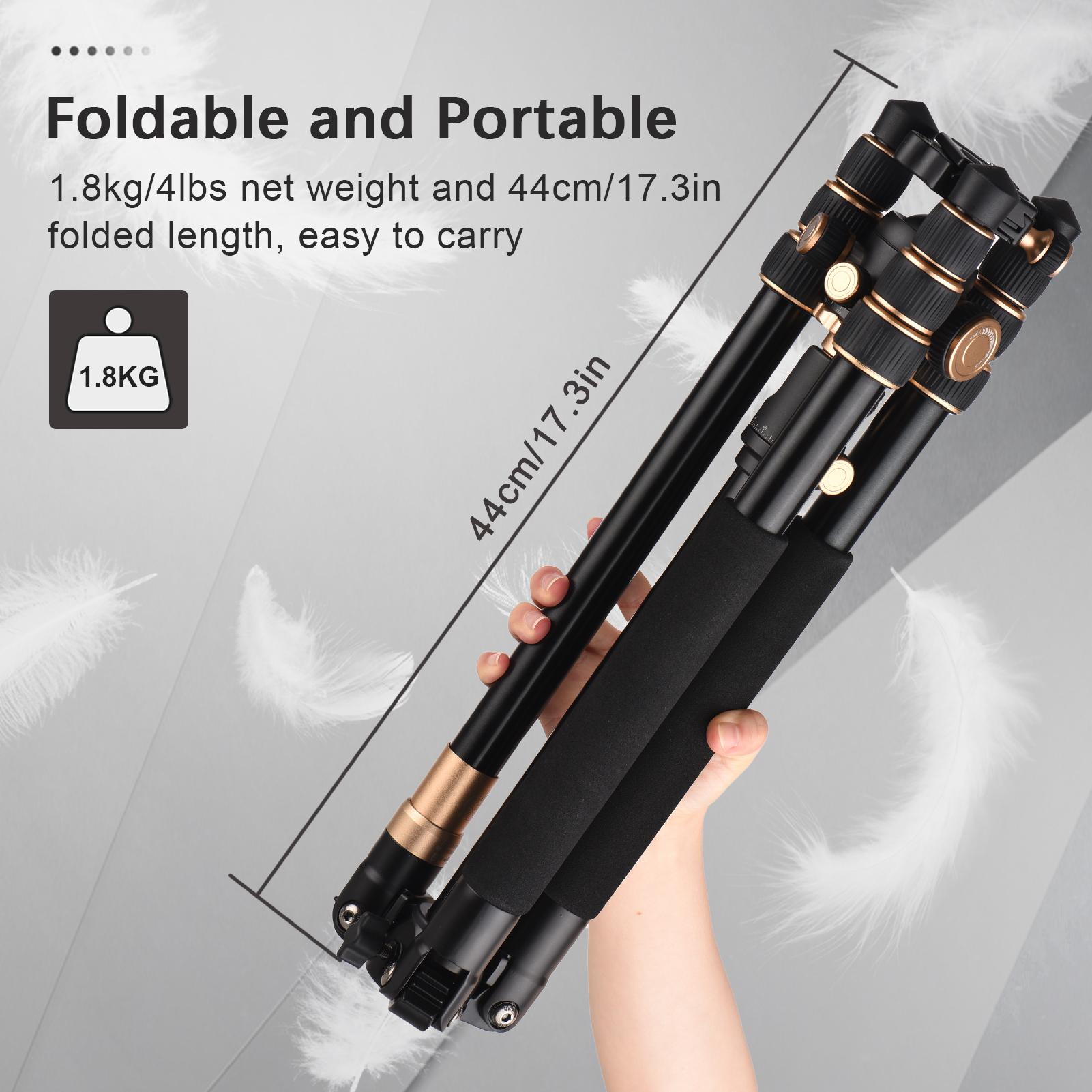 Andoer 184cm/72.4in Portable Photography Tripod Horizontal Camera Tripod Stand Monopod Aluminum