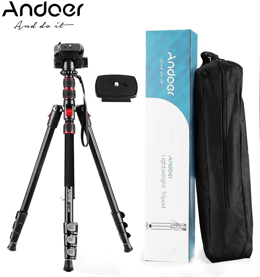 Andoer TTT-02 2-in-1 Photography Tripod Monopod Stand Aluminium Alloy 360 degrees  Rotatable Ball Head