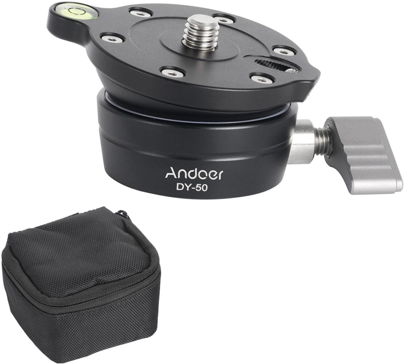 Andoer DY-50 Tripod Leveling Base Panorama Photography Tripod Head Aluminum Alloy 15 degrees  Inclination