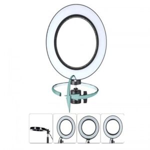 HOD Health&Home Led Ring Light Dimmable With 3 Lights Mode 360 Degree Rotating 8 Inches Usb Beauty Soft Black