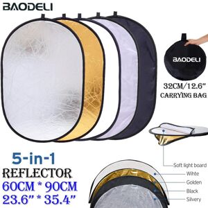 Ring Light Factory BAODELI 23.6"x35.4" 60x90cm 5in1 Reflector Photography Collapsible Portable Light Diffuser Oval Photo Multi Color Silvery Black