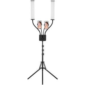 TOMTOP JMS Flexible Double Arms LED Video Light Photography Fill Light 3200K-5600K Dimmable with 2pcs Flexible