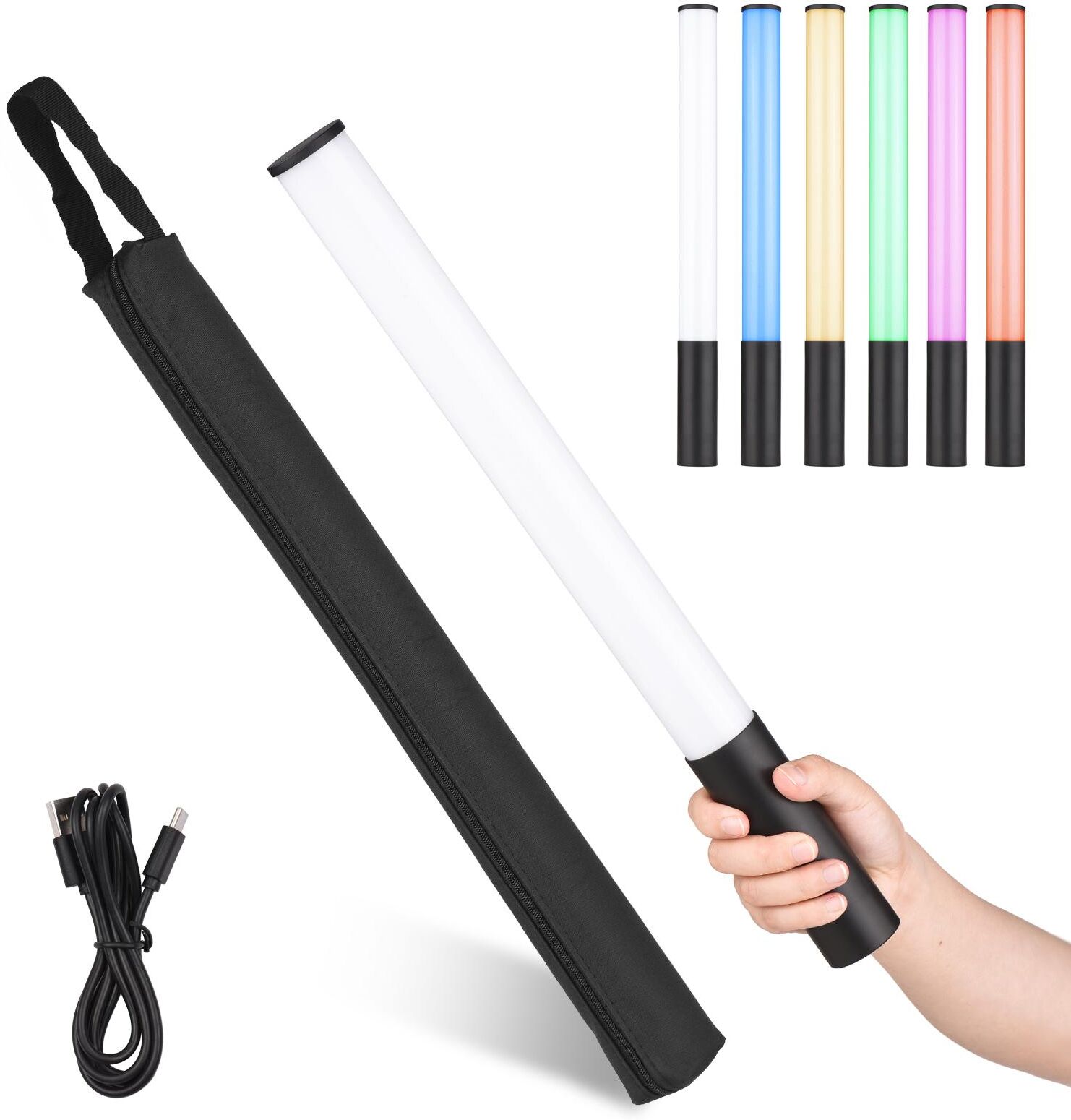 TOMTOP JMS RGB Light Wand Stick Handheld Photography Video Light Bi-Color Temperature 2500K-9900K 12 Levels