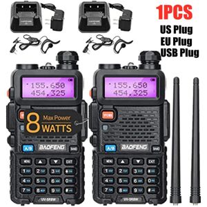 Huaqiang North 1Pc Baofeng Walkie Talkie BAOFENG UV-5R 8W VHF and UHF Dual Band Long Range Rechargeable Two-way Radio Programming Cable Etc. Complete Kits