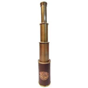 ROYAL HANDICRAFT 19.05 cm  Telescope Brass Victorian Marine 1915  with Brown Leather ( Brown Antique, 3 Folding