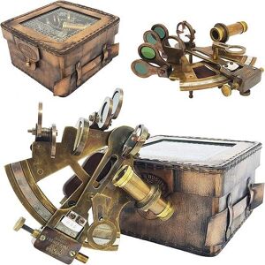 ROYAL HANDICRAFT Brass Navigation Instrument Sextant Navigation Marine Sextant in Leather Gift Box