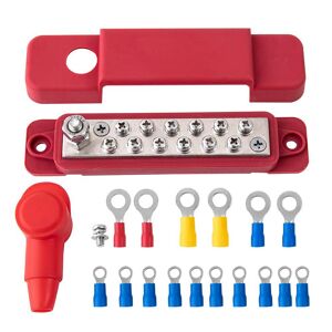 loverapple Red 12 Way Bus Bar Power Distribution 12V 150A Rated Terminal Block for Auto Marine