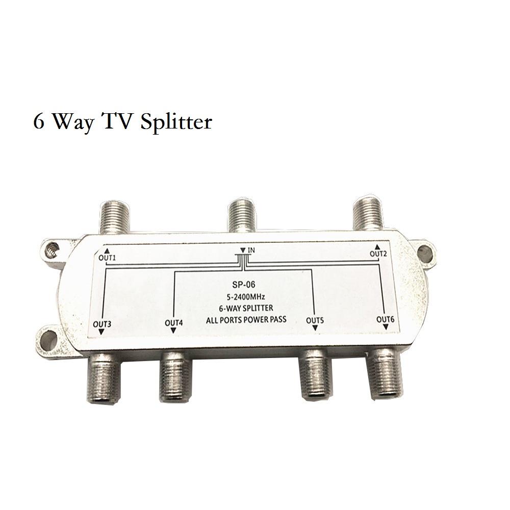 PHYUN-autoparts 6-Way Coaxial Cable Splitter TV Splitter 5-2400 MHz for RG59 RG6 HDTV Satellite