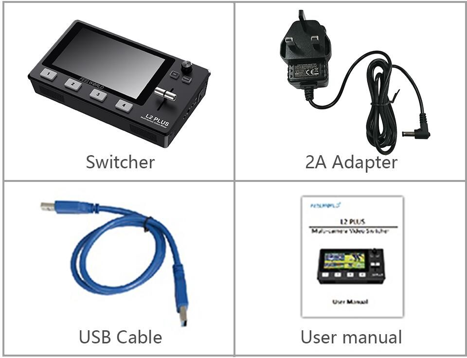 TOMTOP JMS FEELWORLD L2 PLUS Multi-Format Video Mixer Switcher with 5.5 Inch Touchscreen 4 Channel HDMI Input