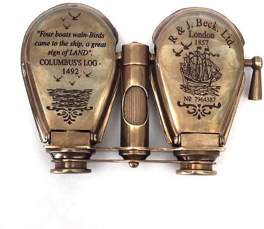 ROYAL HANDICRAFT Antique R & J Beck Ltd London 1857 Marine Handheld Brass Binocular