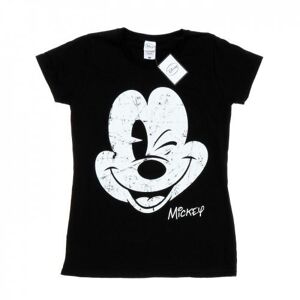 Disney Womens/Ladies Mickey Mouse Distressed Face Cotton T-Shirt