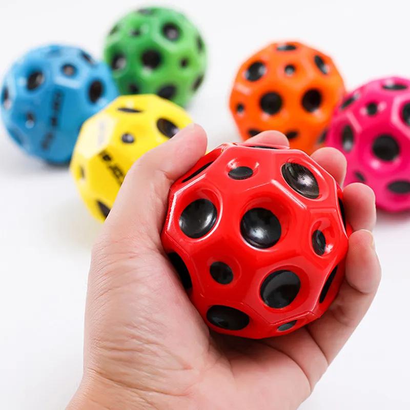 JustRelax Useful Hole Ball Kids Indoor Outdoor Games Sport Toys PU Anti Gravity Stress Rubber Bounce Ball 66mm Extreme High Bouncing Ball