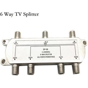 PHYUN-autoparts 6-Way Coaxial Cable Splitter TV Splitter 5-2400 MHz for RG59 RG6 HDTV Satellite