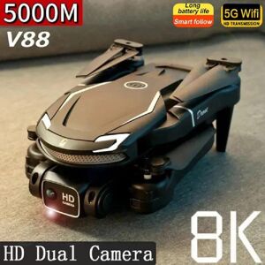 PRISMA New V88 Drone 8K HD Single/Dual Camera Professional 5G Wifi Obstacle Avoidance Aerial Photography Optical Flow Folding Quadcopter RC 5000M