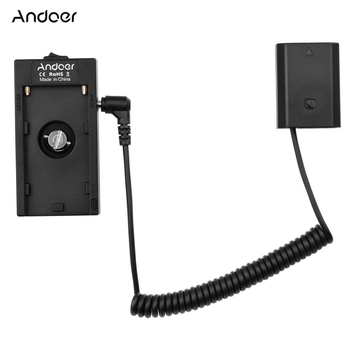Andoer NP-F970 F750 Battery Plate Holder Adapter + FZ100 Dummy Battery Coupler Compatible with Sony