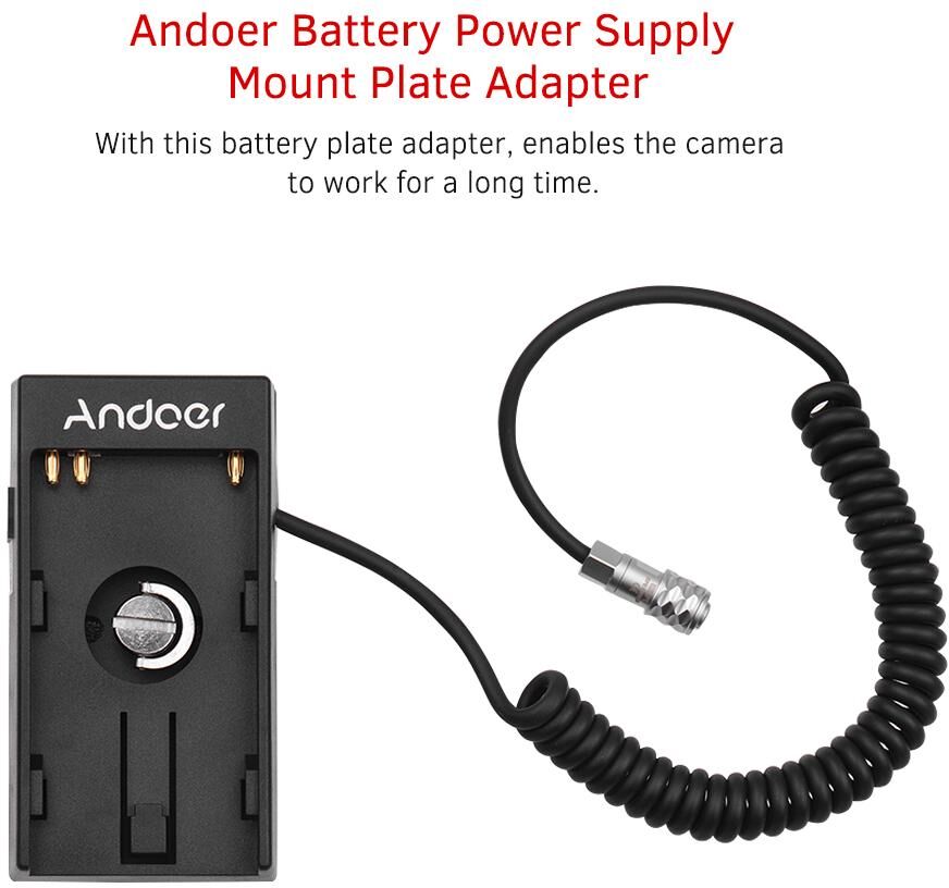 Andoer Camera DV Battery Power Supply Mount Plate Adapter with 1/4 Inch Screw for Blackmagic Cinema