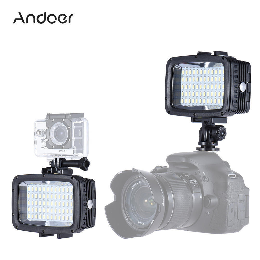 Andoer 3 Mode 5500K LED Video Light Lamp Diving 40m w/ 2pcs 2000mAh Battery