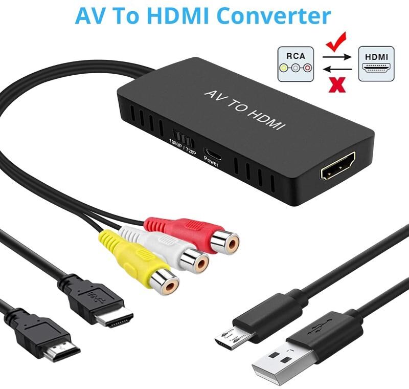 YJMP Electronic 1080P RCA AV To HDMI Converter HDMI-compatible Adapter AV2 Audio Video Cable CVBS AV With USB Cable For HD TV BOX Supports PAL/NTSC