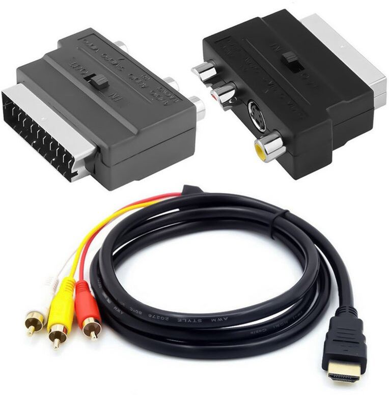 HOD Health&Home Hdmi To 3Rca Scart Two In One Adapter Cable 1.5M Male Video Av Audio Phono