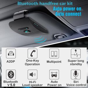 YJMP Bluetooth Handsfree Car Kit 4.2 Sun Visor clip Wireless Audio Receiver Speakerphone Loud Speaker Music Player Dual Microphone