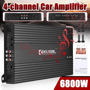 Crown Global 6800W 12V 4 Channel Car Amplifier Subwoofer Slim Class A/B Car Audio Amp Powerful Amplifiers Subwoofer Bass Speaker Amplifiers