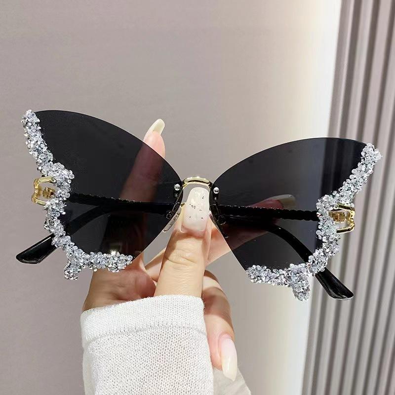 Taylor Erotic Lingerie Luxury Diamond Butterfly Sunglasses Women Brand y2k Vintage Rimless Oversized Sun Glasses Ladies Eyewear gafas de sol