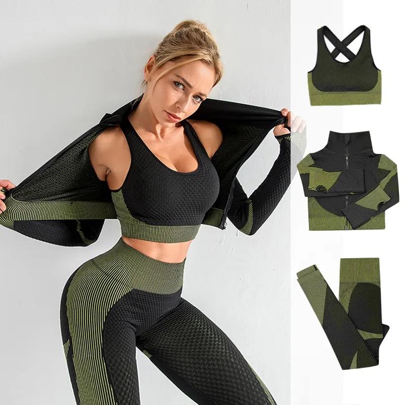 Fitness Yoga Sportswear Women's tracksuit Seamless Women Yoga Set Workout Sportswear Gym Clothing Fitness Long Sleeve Sports Suits