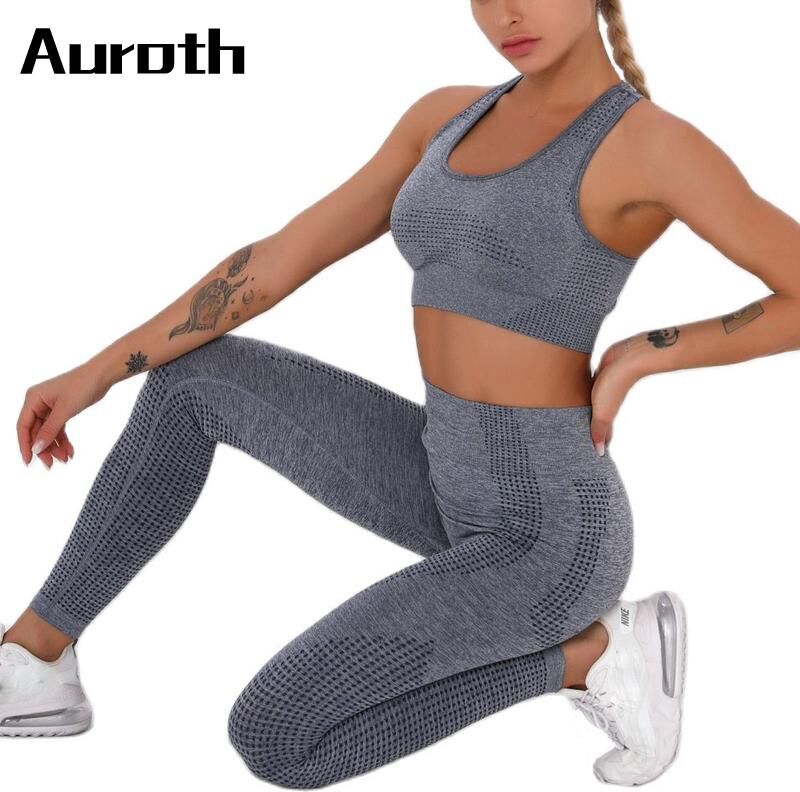 Auroth Fitness Outfit Women Yoga Sets Seamless High Waist Leggings Sport Bras Gym Sportswear Workout Clothes