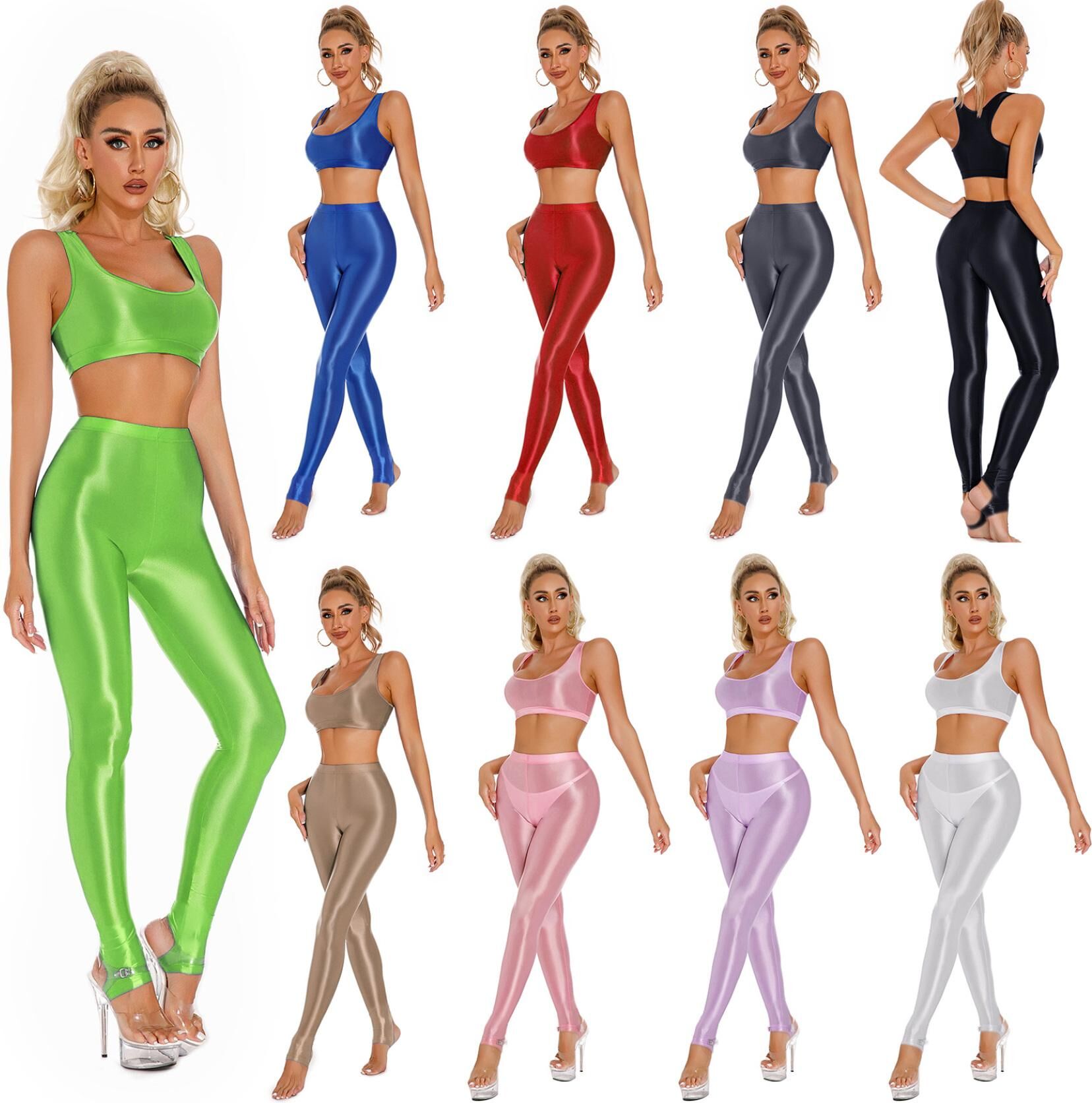 YDT-adult Women Gym Workout Outfits Sleeveless Crop Tank Tops High Waist Tight Leggings Set Streetwear Yoga Sportswear Gymnastics 2 Piece Set