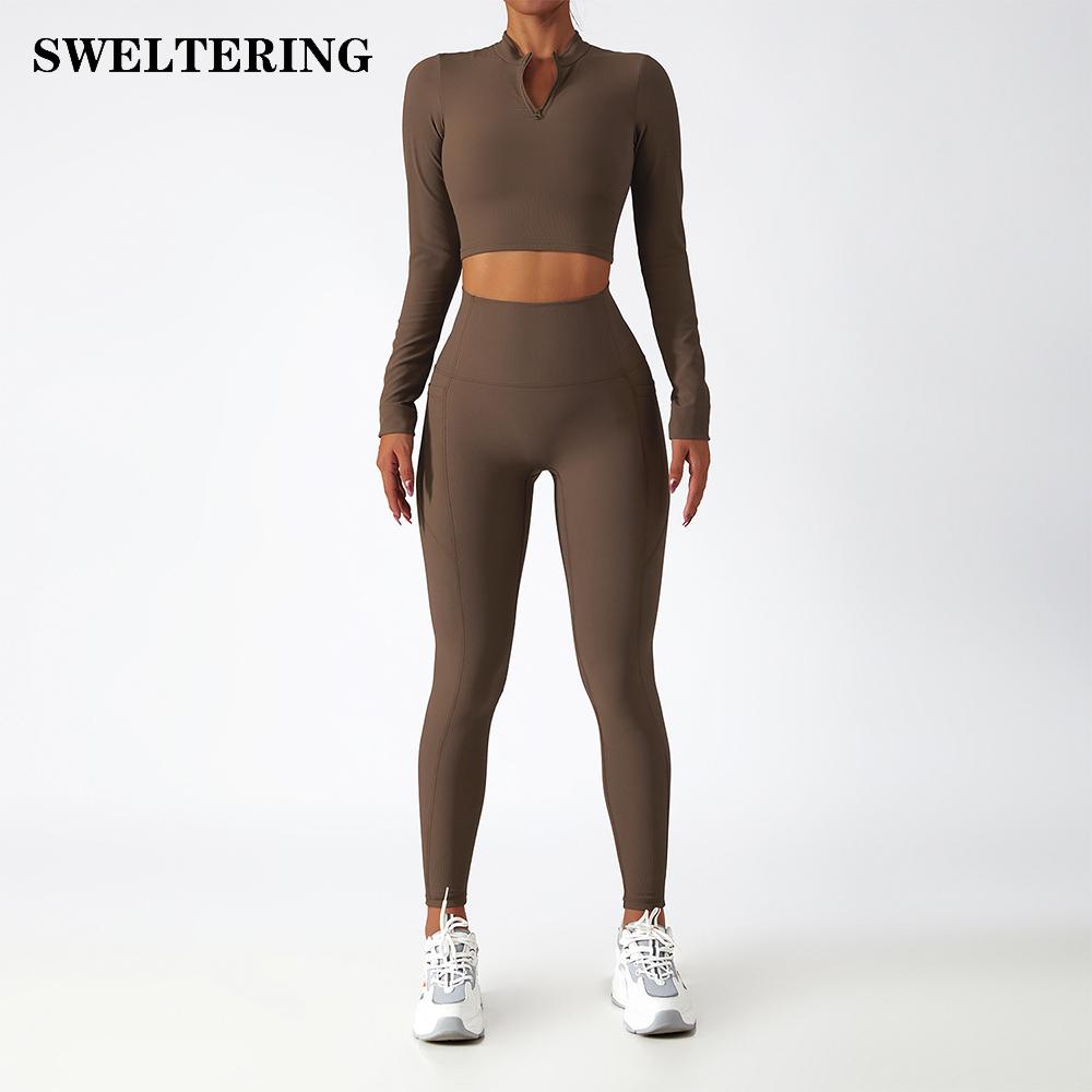 Taylor Erotic Lingerie Yoga Set 2 Piece Women Sportswear Workout Clothes Women Sport Sets Suits For Fitness Long Sleeve Seamless Gym Push Up Leggings